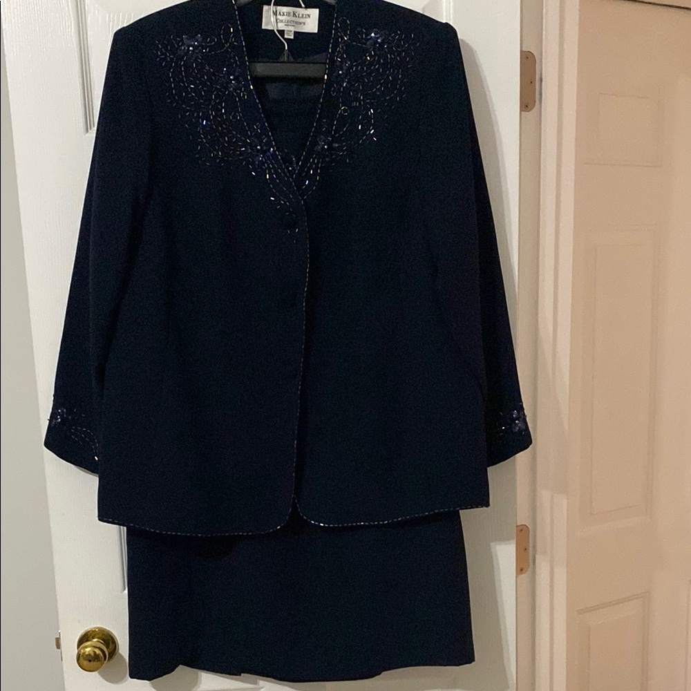 Maxie Klein Navy Embellished Suit